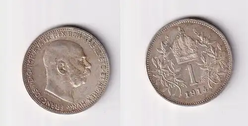 1 Krone Silber Münze Österreich 1914 vz (143799)