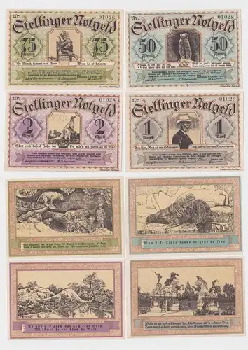 4 Banknoten 50,75 Pfennig 1,2 Mark Notgeld Gemeinde Stellingen 1921 (163960)