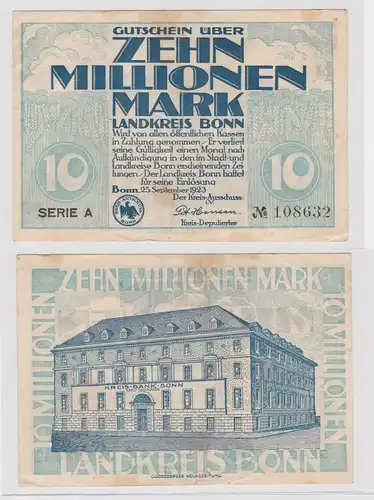 10 Millionen Mark Banknote Landkreis Bonn 25.9.1923 (134586)