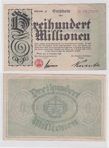 300 Millionen Mark Banknote Handelskammer Bonn 18.9.1923 (132053)