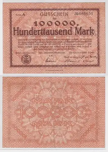 100000 Mark Banknote Stadt Bonn 1.Juni 1923 (133373)