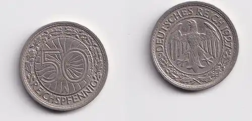 50 Pfennig Nickel Münze Weimarer Republik 1927 A (155428)