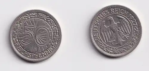50 Pfennig Nickel Münze Weimarer Republik 1927 J (159931)