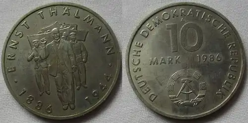 DDR Gedenk Münze 10 Mark Ernst Thälmann 1986 vz (147345)