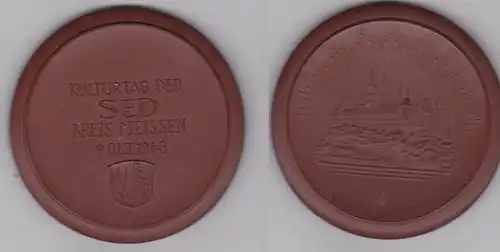 Porzellan Medaille Kulturtag der SED Kreis Meissen 9. Oktober 1948 (132893)