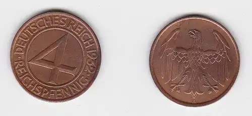 4 Pfennig Kupfer Münze Weimarer Republik 1932 A "Brüning Taler" (130981)