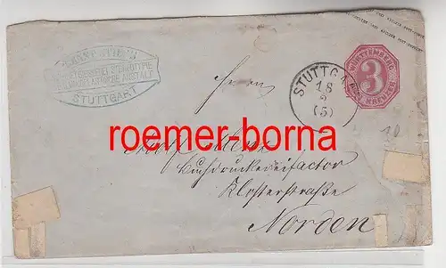 75282 alter Ganzsachen Brief Württemberg 3 Kreuzer Stuttgart 1871