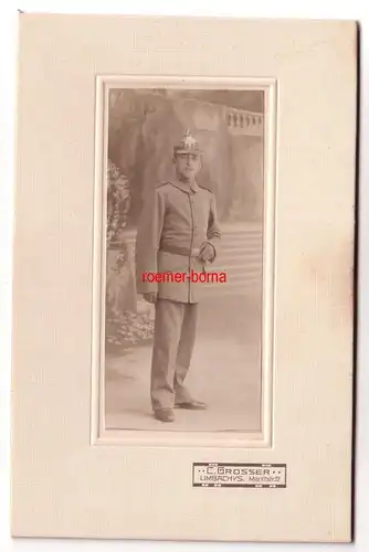 69962 Kabinettfoto Limbach in Sa. Soldat mit Pickelhaube Sachsen