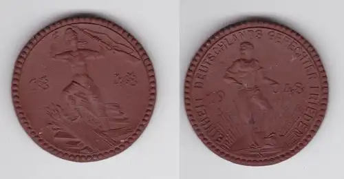 Porzellan Medaille Einheit Deutschlands Gerechter Frieden 1848 - 1948 (135891)