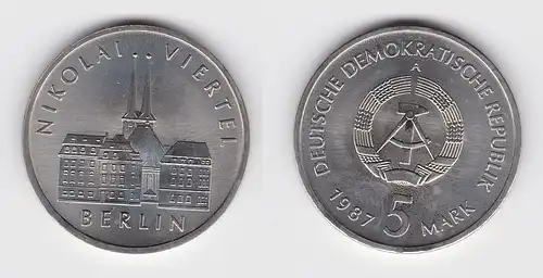DDR Gedenk Münze 5 Mark Berlin Nikolai Viertel 1987 Stempelglanz (124855)