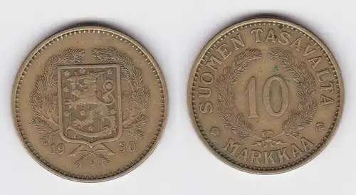 10 Markkaa Messing Münze Finnland 1930 ss+ (128751)