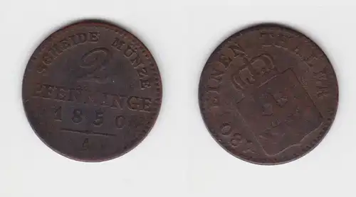 2 Pfennig Bronze Münze Preussen 1850 A s/ f.ss (151142)