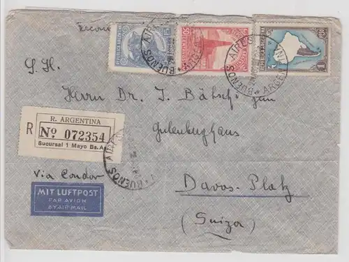 37833 Einschreiben Brief von Argentinien nach Davos Schweiz 1939