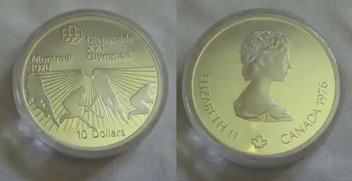 10 Dollar Silber Münze Canada Kanada Olympiade Montreal Sportler1976 PP (151333)