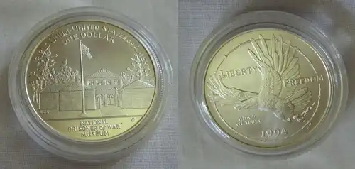1 Dollar Silber Münze USA 1994 POW Kriegsgefangenen Museum Stgl. (132334)