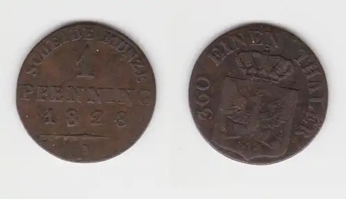 1 Pfennig Bronze Münze Preussen 1828 A  f.ss (151141)