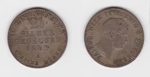 2 1/2 Silber Groschen Münze Preussen 1843 A f.ss (151195)
