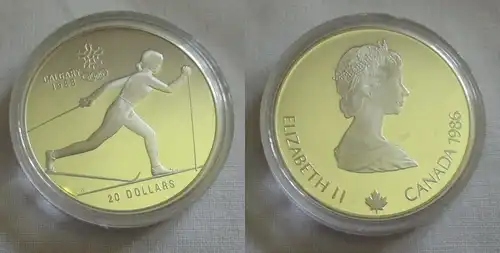 20 Dollar Silber Münze Canada Kanada Olympiade Calgary 1988 Langlauf PP (151146)