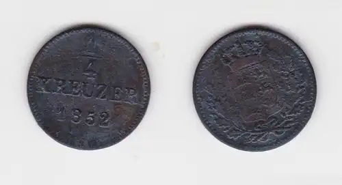 1/4 Kreuzer Kupfer Münze Württemberg 1852 ss+ (150867)