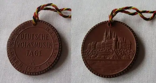 DDR Porzellan Medaille Deutsche Volksmusiktage 8.-9.10.1955 Meissen (149503)