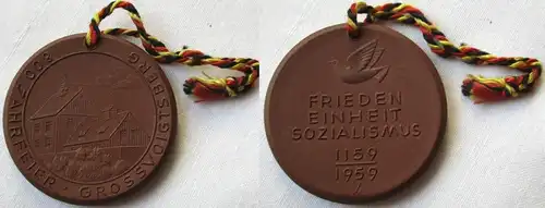 DDR Medaille Meissner Porzellan 800 Jahrfeier Grossvoigtsberg 1159-1959 (149721)