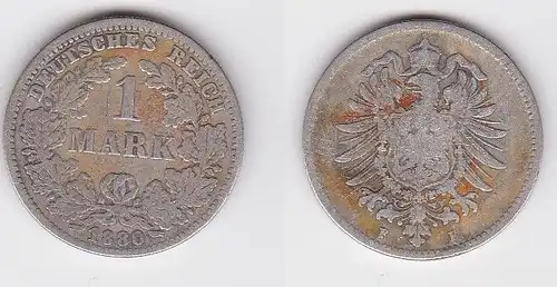 1 Mark Silber Münze Deutschland Kaiserreich 1880 F Jäger Nr.9 (123283)