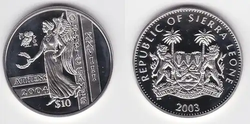 10 Dollar Silber Münze 2003 Olympische Spiele Athen 2004 PP (151506)