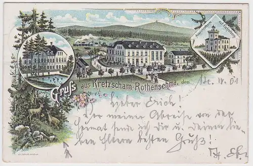 99898 Ak Lithographie Gruß aus Kretzscham Rothensehma 1901