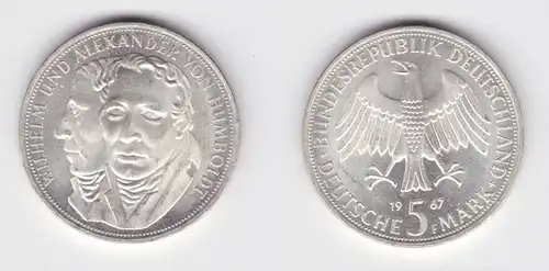 5 Mark Silber Münze Deutschland Gebrüder Humboldt 1967 F (152298)
