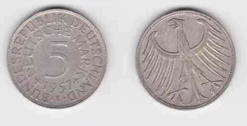 5 Mark Silber Kurs Münze "Silberadler" Deutschland 1957 F ss (152203)