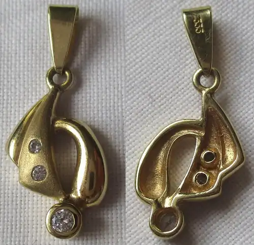 Charmanter 333er Gold Kettenanhänger mit 3 kleinem weißen Steinen (157192)