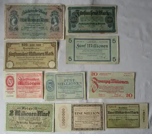10 Banknoten Inflation Stadt Dresden um 1923 (103938)