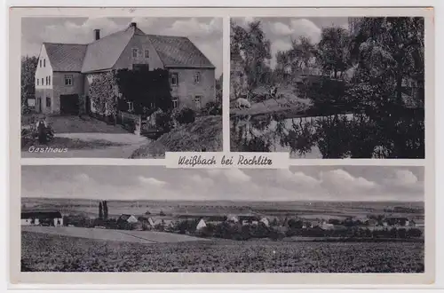 900157 AK Weißbach bei Rochlitz - Gasthaus, Ortsansicht 1943