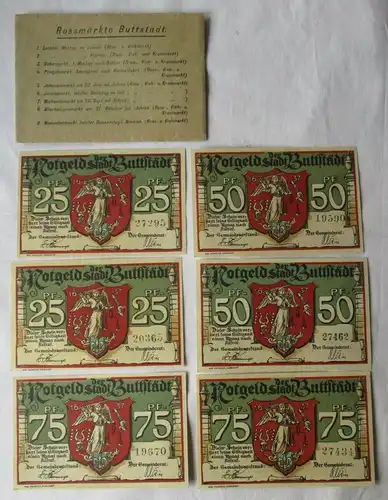6 Banknoten Notgeld Rossmärkte Buttstädt o.D. (1921) OVP (107236)
