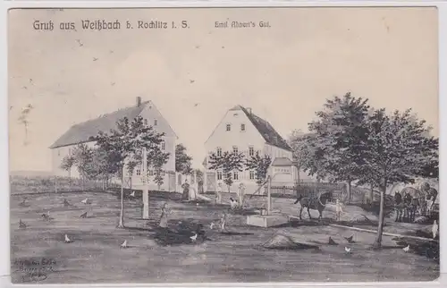 900152 AK Gruß aus Weißbach bei Rochlitz - Emil Ahnert's Gut 1908