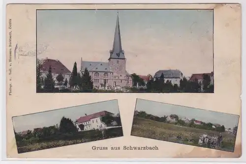 900154 AK Gruss aus Schwarzbach - Ortsansicht 1910
