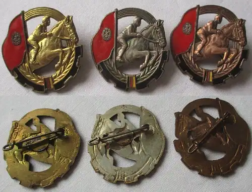 3x DDR Abzeichen GST Pferdesport Leistungsabzeichen Bronze - Gold (114946)