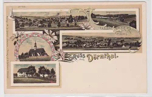 06647 Ak Lithographie Gruß aus Dörnthal Gasthof zum Anker usw. um 1900