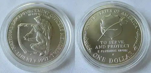 1 Dollar Silber Münze USA 1997 Denkmal nationale Strafverfolgungsbeamte (126478)