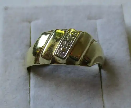 Moderner 585er Gold Damen Ring mit Diamantsplittern (109198)