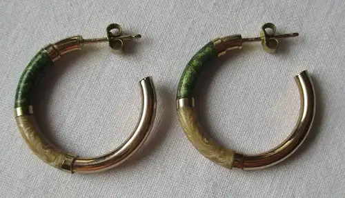 Elegante 333er Gold Creolen Ohrringe mit 2 Einfassungen (120998)