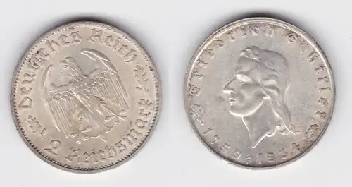 2 Mark Silber Münze Friedrich von Schiller 1934 F (133462)