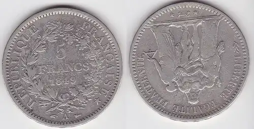 5 Franc Silber Münze Frankreich 1849 A (114808)