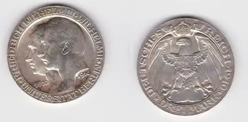 3 Mark Silbermünze Preussen Universität Berlin 1910 Jäger 107 vz (130415)