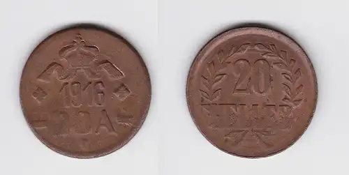 20 Heller Kupfer Münze Deutsch Ostafrika DOA 1916 J.727 a  (138167)