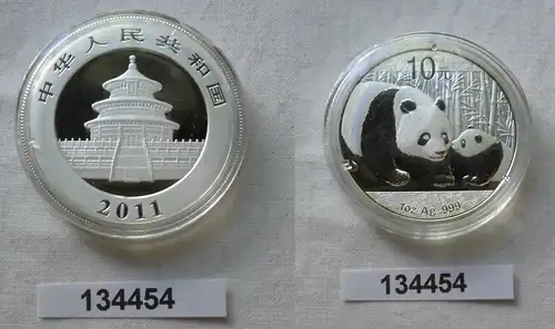 10 Yuan Silber Münze China Panda 1 Unze Feinsilber 2011 Stgl. (134454)