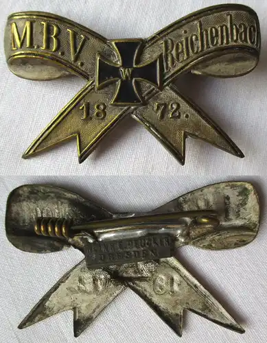 seltenes Abzeichen Militärverein Reichenbach 1872 mit Eisernem Kreuz (148107)