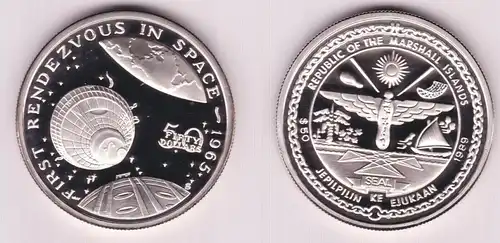 50 Dollars Silber Münze Marshall Inseln 1989 erstes Rendezvous im All (154935)