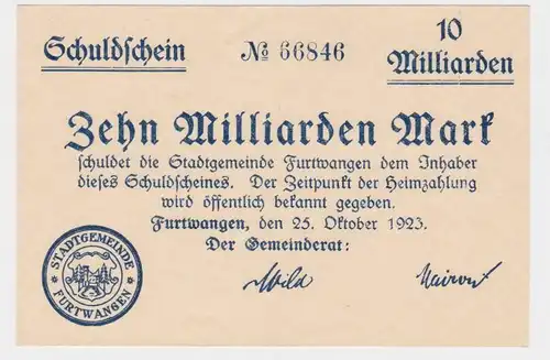 10 Milliarden Mark Banknote Gemeinderat Furtwangen 5.11.1923 (140059)