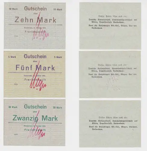 5 - 20 Mark Banknoten Notgeld Einswarden Frerichswerft Oktober 1918 (136256)